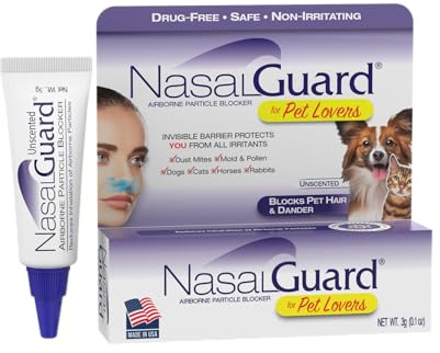 NasalGuard Pet Dander Cat and Dog Hair Blocking Gel for Pets, Unscented 3g