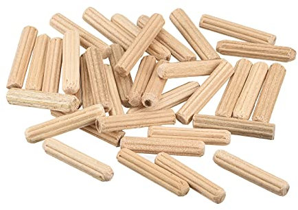 sourcing map Wooden Dowel Pins 36pcs 4x20mm(5/32x3/4) Fluted Beveled Ends Wood Dowel Pegs Kiln Dried Hardwood for Woodworking Furniture Shelf
