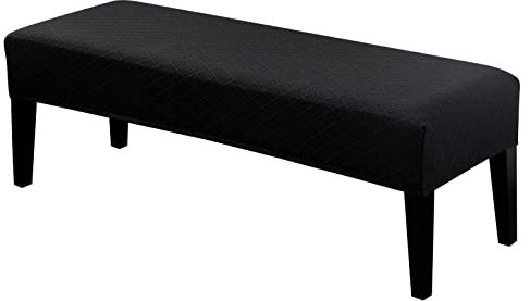 SearchI Stretch Dining Bench Cover Slipcover, Jacquard Black