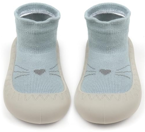 PROPOG Calzini Antiscivolo Bambino, Scarpe Primi Passi Bimbo Morbide Scarpe Neonato Calzini Neonato Suola in Gomma Babbucce Bambino Bambina 12-18 Mesi
