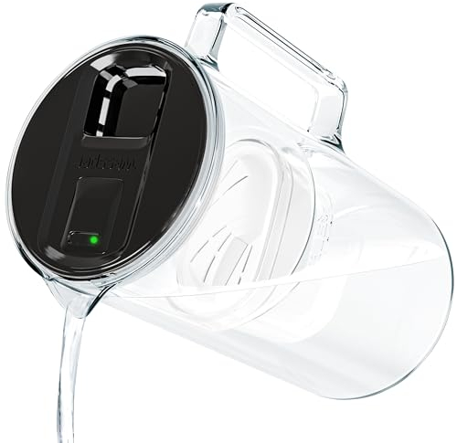 Wessper Wasserfilter Kanne mit LED Anzeige 3 L, Glas wasserkanne mit aktivkohle filter, Wassekrug mit wasserfilterkartuschen für trinkwasser BPA FREE, Schwarz