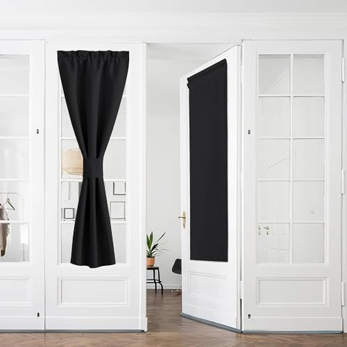 Pony Dance Fransk dörrgardin svart ogenomskinlig H 240 x B 60 cm
