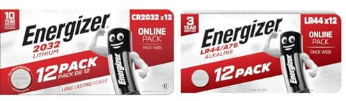 Energizer CR2032 Batteries, Lithium Coin Battery Pack, Amazon Exclusive, 12 Pack & LR44 Batteries, 12 Pack, LR44/A76 Battery Pack - Amazon Exclusive