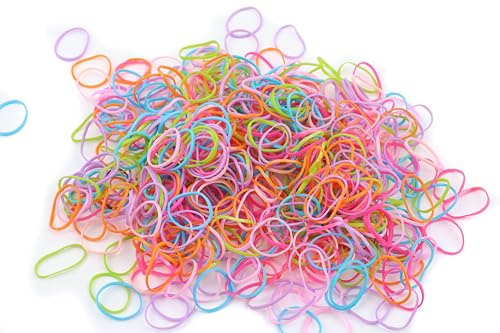Mytoptrendz® Pack of 500 -Small Color Elastic Hair Rubber Bands for Hair Ponytail Elastics Baby Hair Ties For Toddler Girls Mini Tiny Rubber Bands for Hair Kids Multi Colour (Bright Rainbow)