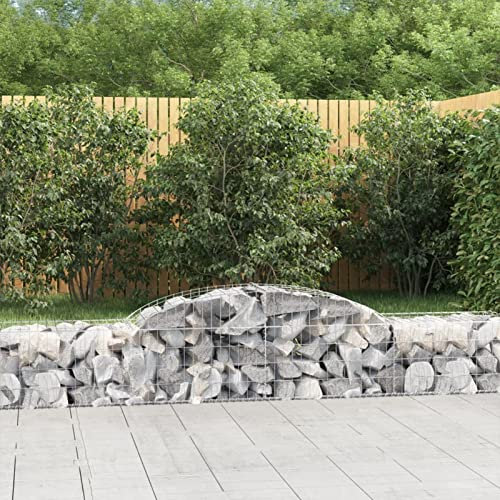 Iiaky Gabionen mit Hochbogen 5 STK. 300x50x40/60 cm Verzinktes Eisen GabionenköRbe WasserzapfsäUle Garten Gabionen Zaun Gabionensteine