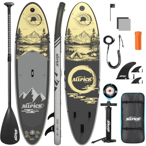 ALLPICK Sup Gonfiabile, Stand Up Paddle Board Gonfiabile, 200kg(Grigio oro)