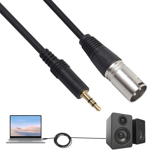 Edksegjcsous 3.5mm Mini Jack to XLR Male Adapter - TRS 3 Pin Microphone Audio Cable With 3.5mm Stereo Jack - 3m