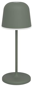 EGLO Mannera-S LED-bordslampa, med batteri | trådlös utomhus-bordslampa med touch-dimmer, med markspett, aluminium, grönt stål, IP54