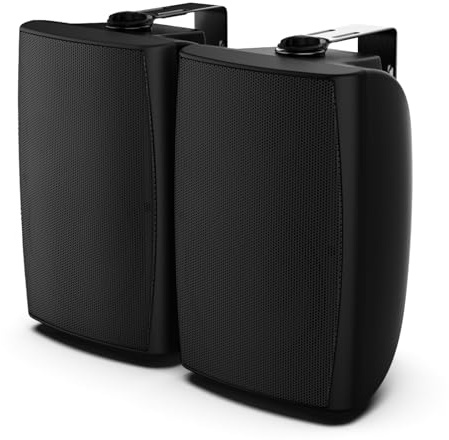 STUDIOFINIX Altavoces pasivos para exteriores de 8 pulgadas, 600 W, clasificación IP44, impermeable, conexión con cable, emparejamiento estéreo TWS, altavoces de montaje en pared para todo tipo de