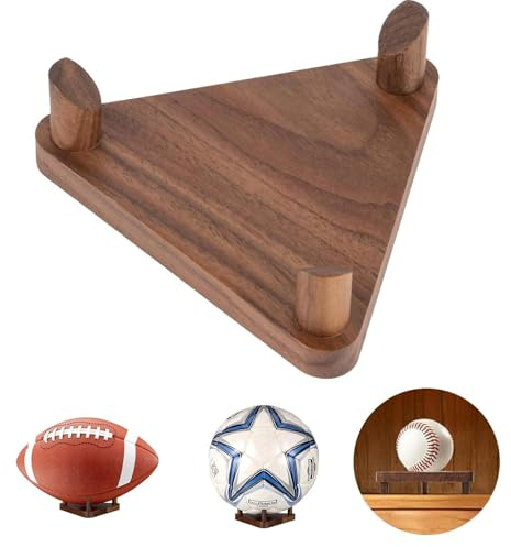 Stabile supporto per palla in legno – Supporto per palla da calcio, basket e rugby – Robusto organizer per palline per presentazione e conservazione-1