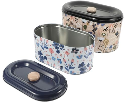WEKAMOS 2 piezas Caja de Regalo para Dulces y Galletas Lata de Almacenaje Resistente con Tapa para Regalos y Decoración de Fiestas