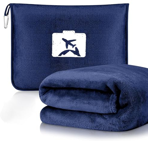 WUWENY Couverture de voyage oreiller 2 en 1 Couverture de voyage en avion Couvertures de voyage pour avion et voiture Coussin de transformation Couverture de voyage ultra légère pour Voyage Bureau
