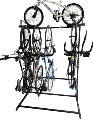 Soporte para bicicletas de pie para garaje, capacidad para hasta 6 bicicletas, organizador vertical de bicicletas, estructura de hierro resistente de 300 kg, para garajes, escuelas