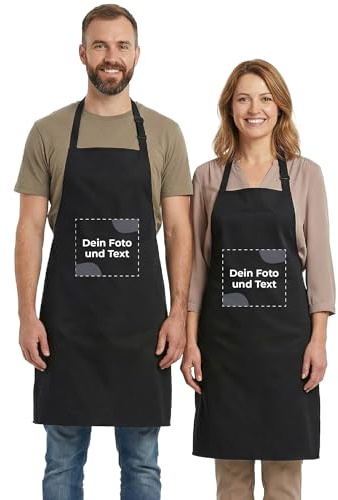 Cimpress grembiule personalizzabile con foto e testo, unisex, 86 x 72 cm, Nero, taglia unica, cinturino regolabile, ideale per cucina, barbecue, eventi, laboratori creativi, regali, aziende