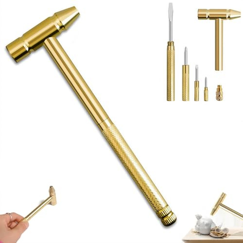 Mini marteau en cuivre multifonctionnel anti-corrosion et antirouille et outil à main tournevis, mini marteau tournevis parfait pour la réparation de montres et les drones