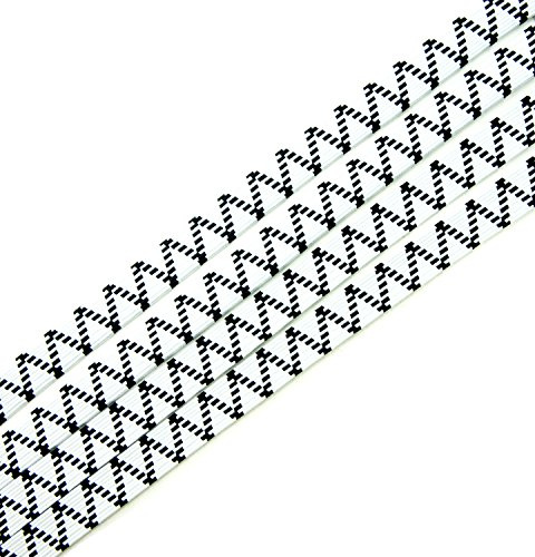 HAND® Vitt och svart platta täta strängfasta syremsor för midjeband, fållar, manschetter - 10 mm bred x 20 meter lång