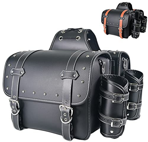 Motorrad-Satteltaschen | PVC-Kunstleder-Seitentaschen | wasserdichte seitliche Schwingarmtaschen | seitliche Werkzeugtasche für Harley Sportster | universelle Werkzeugtasche für Motorrad (Schwarz20)