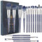 Make Up Pinsel Set HEYMKGO 16 Stück Professionelles Pinselset Makeup Hochwertige Synthetische Borsten Dunkelblau Konischer Griff Schminkpinsel Kit Kosmetikpinsel Set