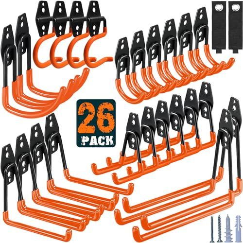 HUPBIPY 26 Pack Garage Hooks Heavy Duty, Wall Mount Ladder Hooks