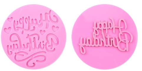 Luckious Cookie Cutters Set - 2 PCS Round Cookie Stamps with 'Happy Birthday' Cookie Cutter Mould for Birthday Celebrations