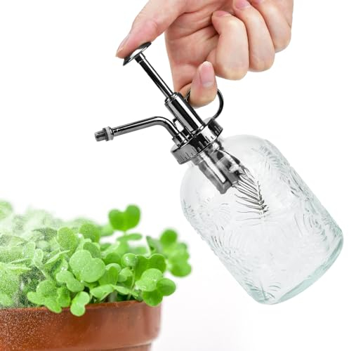 HEKOBAG 360ML Glass Vintage Plant Sprayer with Fine Mist Pump for Indoor/Outdoor Succulents