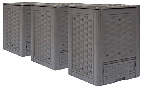 Gecheer Garden Composts, Composts, Wood Composts, Compost Containers, Instant Composters, Thermal Composts, 3 60 x 60 x 83 cm 900L Plastic Rattan
