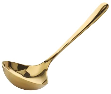 Mestolo per Zuppa, Cucchiaio Schiumarola in Acciaio Inossidabile Mestolo da Dorato con Manico Lungo per Zuppe e Salse, 8 Pollici