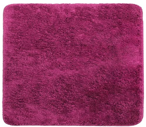 Brandsseller Badezimmerteppich 50x50 cm Badvorleger Badematte Badteppich quadratisch Chenille rutschfest saugstark maschinenwaschbar - Beere