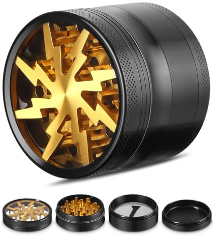 Grinder 2.5inch Spice Grinder, Gewürze Schleifer Gewurzmühle Mill with Strainer Grinder Zinc Alloy for Spice, Spices, Gold