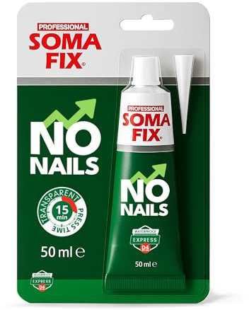 No Nails - All Purpose Adhesive, Mounting Adhesives for Interior, Insant Grab Adhesive for Wood, Ceramic, Metal, PVC, Tiles - Waterbased, Solvent Free & Odourless - 50ML (Tube)