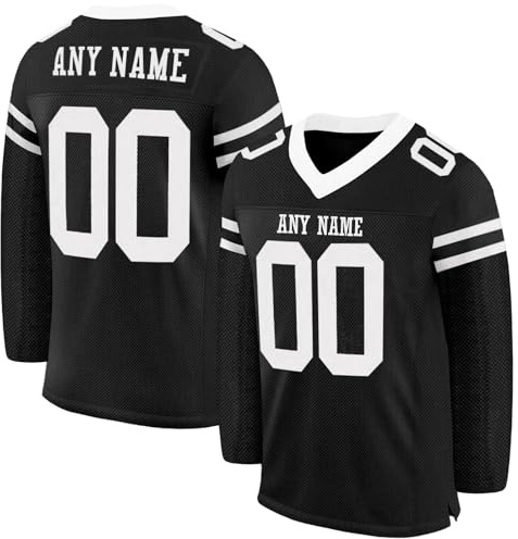 WEOPLKIN Personalizzata Magliette per Uomo e Bambini e Ragazzi da Football Americano, Personalizzato Maniche Lunghe Sportiva Uniformi con Nome e Numero