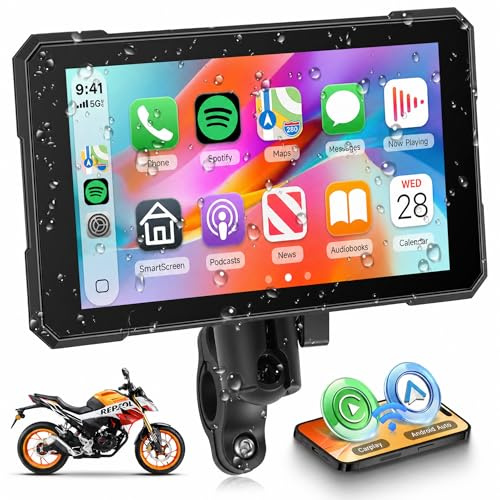 Rimoody 13 cm (5 tum) bilspelsskärm för motorcykel trådlös Carplay Android-bil