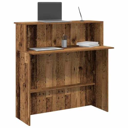 Bendmaxx mottagningsbänk utvunnet träutseende 100 x 50 x 103,5 cm, träbaserade diskbänk med hylla, för kontor receptionsområde, skapar lagringsutrymme och ordning på arbetsplatsen