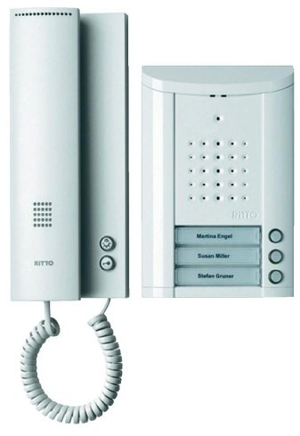 Schneider Electric Ritto Türsprechanlage, Entravox, Komplettset für 3-Familienhaus, Gegensprechanlage mit Beleuchtung und Klingeltasten, Weiss/Weiss, Artikelnummer 1841370