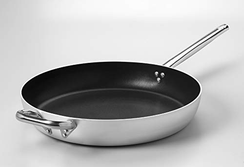 Pentole Agnelli ALSA111S60 Padella Diritta Antiaderente A Friggere Spessore 3 Millimetri E Manico Tubolare Inox, Diametro 60 cm