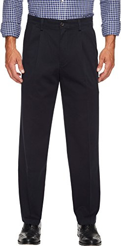Dockers Men's Classic Fit Easy Khaki Pants-Pleated (Standard and Big & Tall), Navy, 40W x 32L