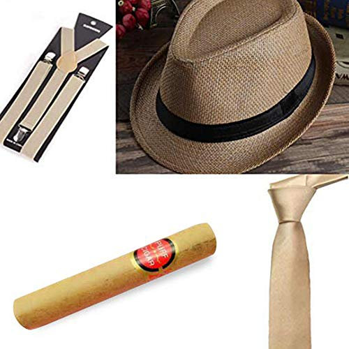 thematys Mafia Gangster Kostüm Set - Al Capone Stil Panamahut & Zylinder, Perfekt für 1920er Mottopartys, Karneval (Style002)