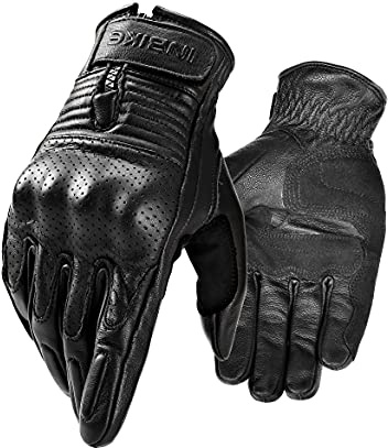 INBIKE Motorcycle Motorbike Gloves Protective Leather Black Cool Women Mens Full Finger Biker Motocross Racing L