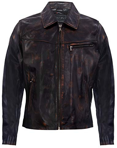 Veste Harrington Vintage en Cuir Marron Délavé pour Homme M