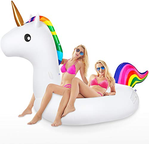 Jojoin Matelas Gonflable Licorne Super Grande Taille, 240 x 110 x 150 cm, radeau de Piscine, Gonflable, Jouet d'été, avec Pansement de réparation pour Adultes et Enfants
