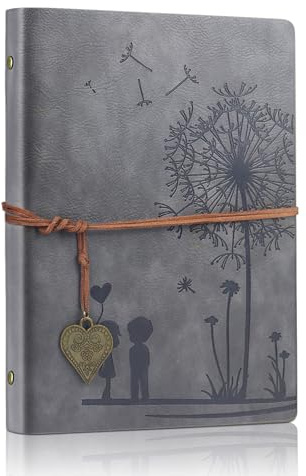 Aomiduo Diario de Viaje Diario Cuaderno Vintage Cuaderno de Cuero A5 Rellenable 100 Hojas / 200 Páginas Papel sin ácido 80GSM La Mejor Idea de Regalo (gris, A5 21 x 14,5 cm)