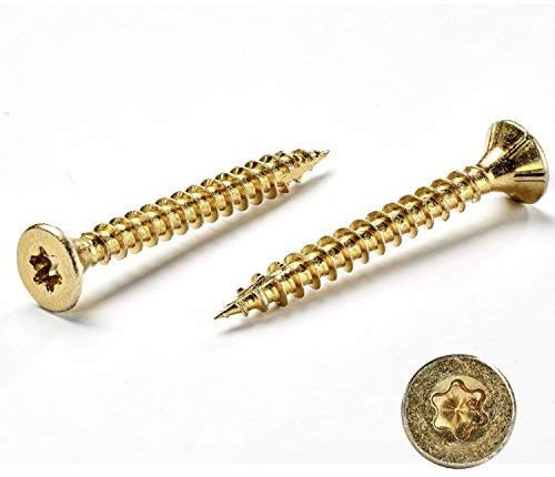 INNONEXXT Tornillos para tableros de aglomerado de primera | 4,0x30mm 500 Pcs. | tornillos madera, Tornillos multiuso, Tornillo universal, cabeza Torx, punta cortada, zincados en amarillo