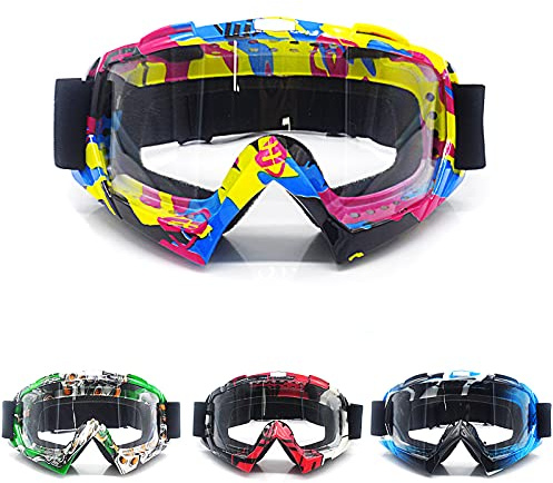 APEBAZY Occhiali Moto - Occhiali ATV per Moto da Cross Anti UV Occhiali da Sci Occhiali Antivento Protezione per Ciclismo per Scooter Cruiser Motocross da Esterno Multicolore
