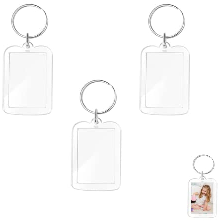 FYACCD 3 Pcs Porte-Clés Photo, Porte-Clé Acrylique Transparent, Personnalisé Porte Clef Photo, Vierge Rectangle Porte-Clés Photo, pour Famille, Des couples, DIY Souvenir 4.8cmx3.5cm