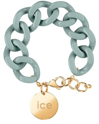 ICE - Jewellery - Chain bracelet - Lagoon green - Kettenarmband mit grünfarbenen XL-Maschen für Frauen, geschlossen mit einer goldenen Medaille (020357)