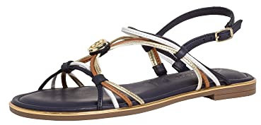 Tamaris Damen Sandaletten, Frauen Sandalen,TOUCHit-Fußbett,Sommersandalen,bequem,flach,Sommerschuhe,Freizeitschuhe,Navy Comb,40 EU