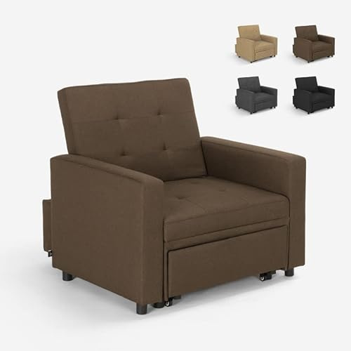 Produce Shop Poltrona Letto Singolo con braccioli Design Moderno salvaspazio Brooke - Marrone