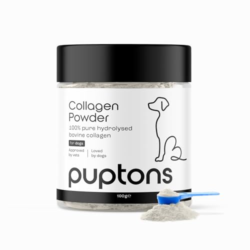Puptons Collagen Powder for Dogs | Measuring Scoop Included (100g) | Collagen Boost | Joint & Mobility Support for All Dogs | Aids Skin, Coat Health & Digestion (40 Servings)