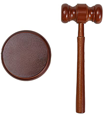 Juego de martillo juez de madera Nizirioo martillo de madera con bloque de sonido, martillo de subasta hecho a mano para abogados, estudiantes, jueces, subasta de venta, reuniones, niños, juego de rol