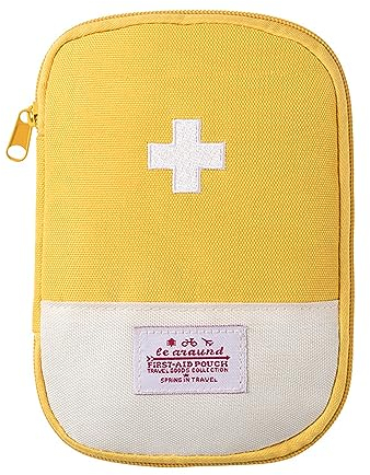 Mini trousse de secours vide, sac d'emballage de drogue de sac de stockage de médecine portable de pour le voyage extérieur (Jaune)
